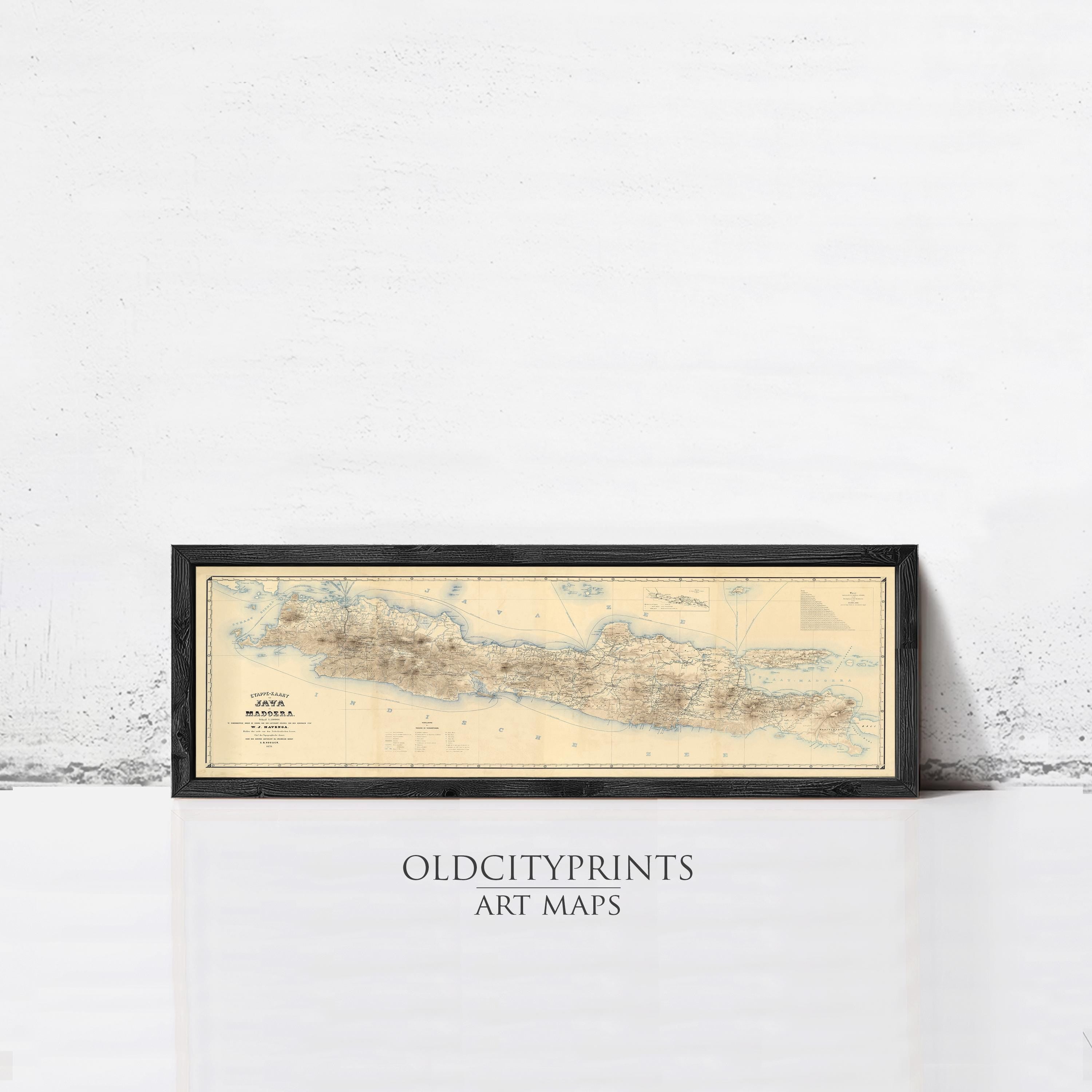 The image is a framed art map of Madagascar, with a white background and a black border.