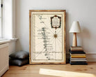 The image is a framed map of the Maldives, a group of islands located in the Indian Ocean.