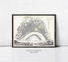 The image is a framed vintage map of London, England, depicting the city's layout and surrounding areas.