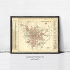 The image is a framed vintage map of Stadt, Germany, with detailed labels and a grid system.