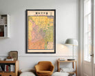 The image is a framed map of Taipei City, Taiwan, with various colored sections representing different neighborhoods and districts within the city.