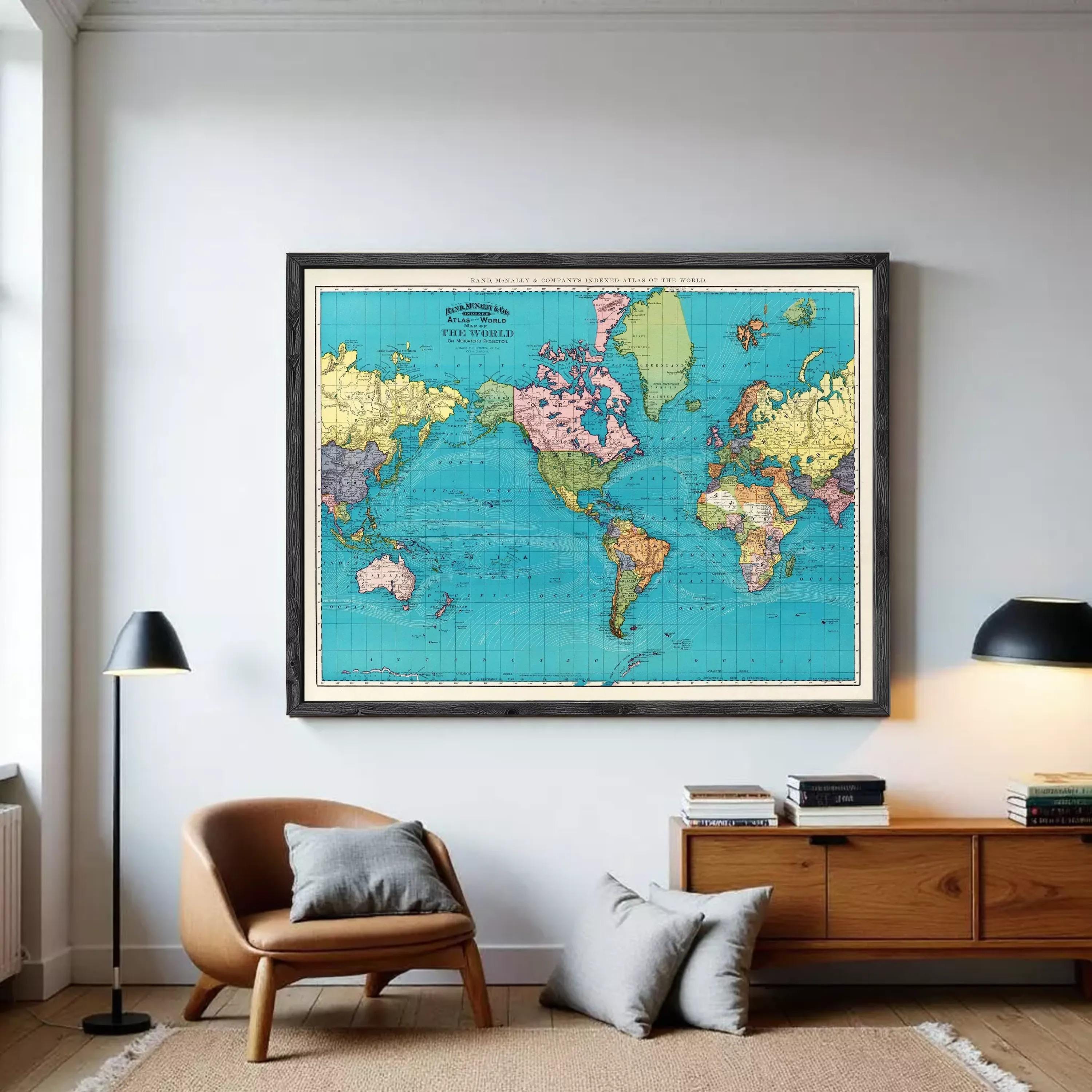 Old World Map 1897 Mercator Projection Vintage World Map | Vintage