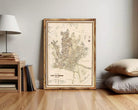 The image is a framed map of the city of Sydney, Australia, depicting the city's streets and surrounding areas.