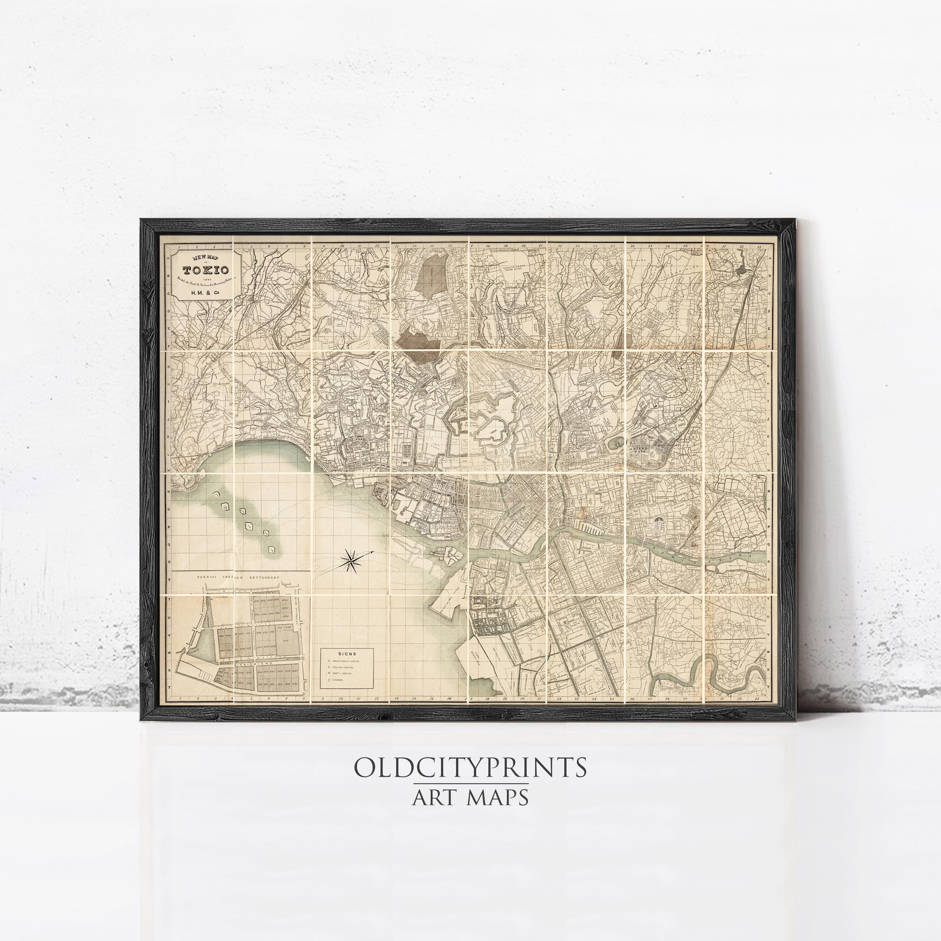 Old Map of Tokyo Japan 1907 Vintage Map | Old Map Print – Vintage