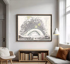 The image is a framed vintage map of the city of Paris, France, depicting the city's layout and surrounding areas.