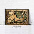 The image is a framed antique map of Cape Cod, Massachusetts, depicting the coastline and surrounding areas in a vintage style.