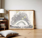 The image is a framed vintage map of the city of London, England, depicting the city's layout and surrounding areas.