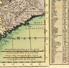 The image is a vintage map of the region of Italy, showing the coastline, major cities, and geographical features.