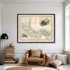 The image is a framed vintage map of Panama, depicting various landmarks and geographical features.