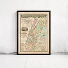 The image is a framed historical map of the Middle East, specifically focusing on the region of Palestine.
