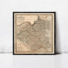 The image is a framed map of the Czech Republic, showing the country's geographical layout and boundaries.