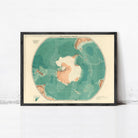 The image is a framed vintage map of the Arctic regions, depicting the Arctic Ocean and surrounding landmasses.