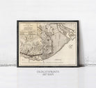 The image is a framed antique map of the city of Saint-Québec, Canada, depicting the city's layout and surrounding areas.