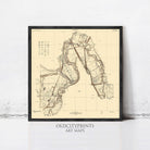 The image is a framed vintage map of a region, likely from the Old Cityprints Art Maps series.