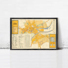 The image is a framed map of Caen, France, showing various landmarks and locations within the city.