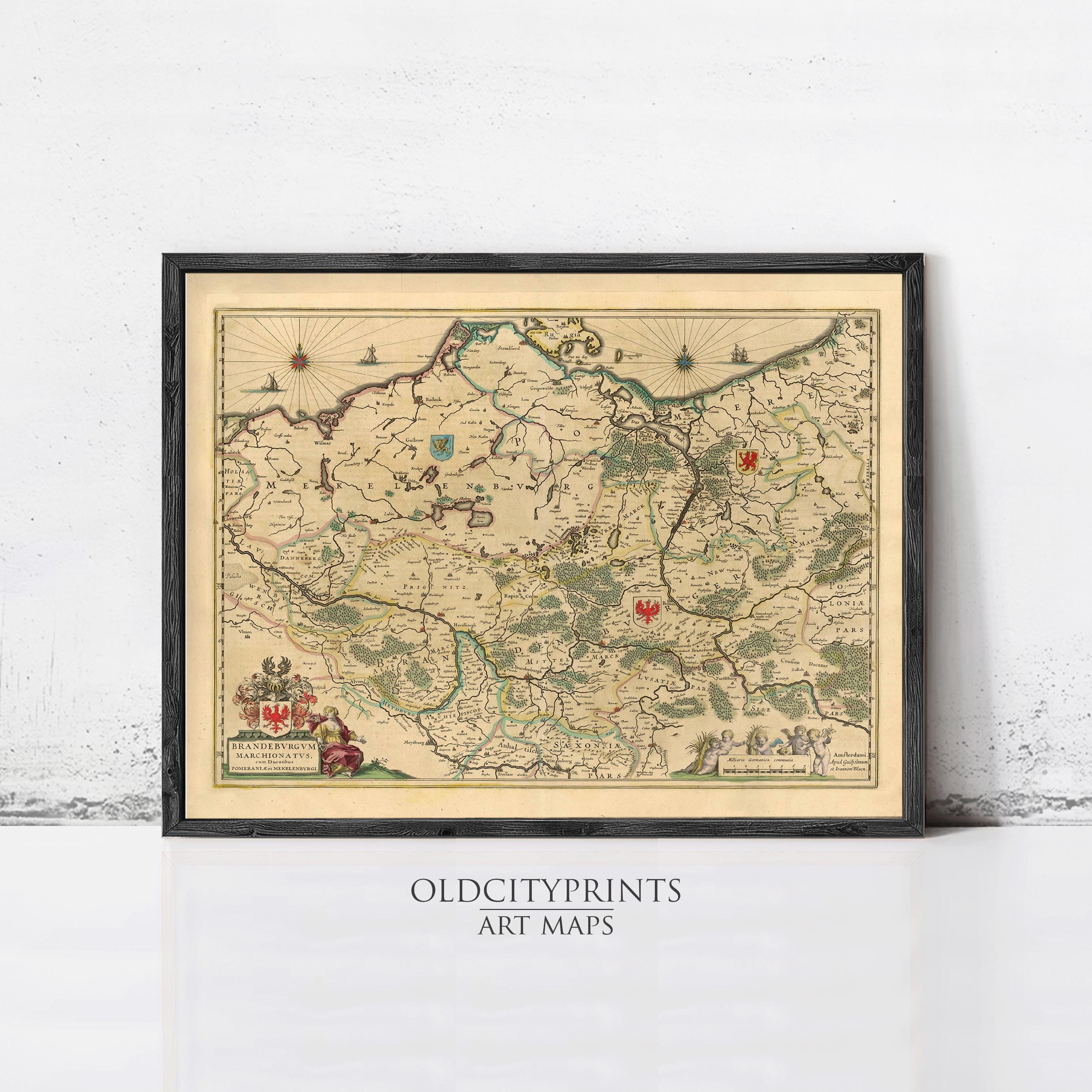 The image is a framed antique map of the Czech Republic, featuring detailed cartography and illustrations.