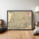 The image is a framed vintage map of Brooklyn, New York, depicting the city's streets and neighborhoods.