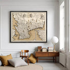 The image is a framed antique map of Europe, depicting the continent and surrounding seas.