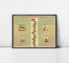 The image is a framed poster or print featuring a map with various landmarks and descriptions.
