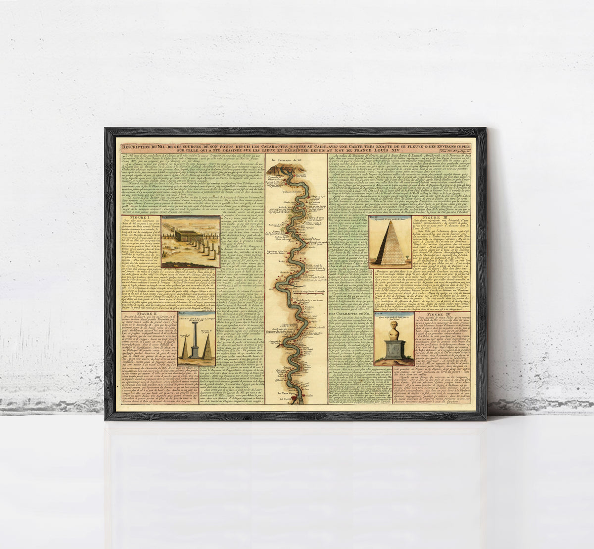 The image is a framed poster or print featuring a map with various landmarks and descriptions.