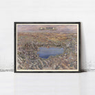 The image is a framed map of Lake Tana, depicting the surrounding landscape and the lake itself.