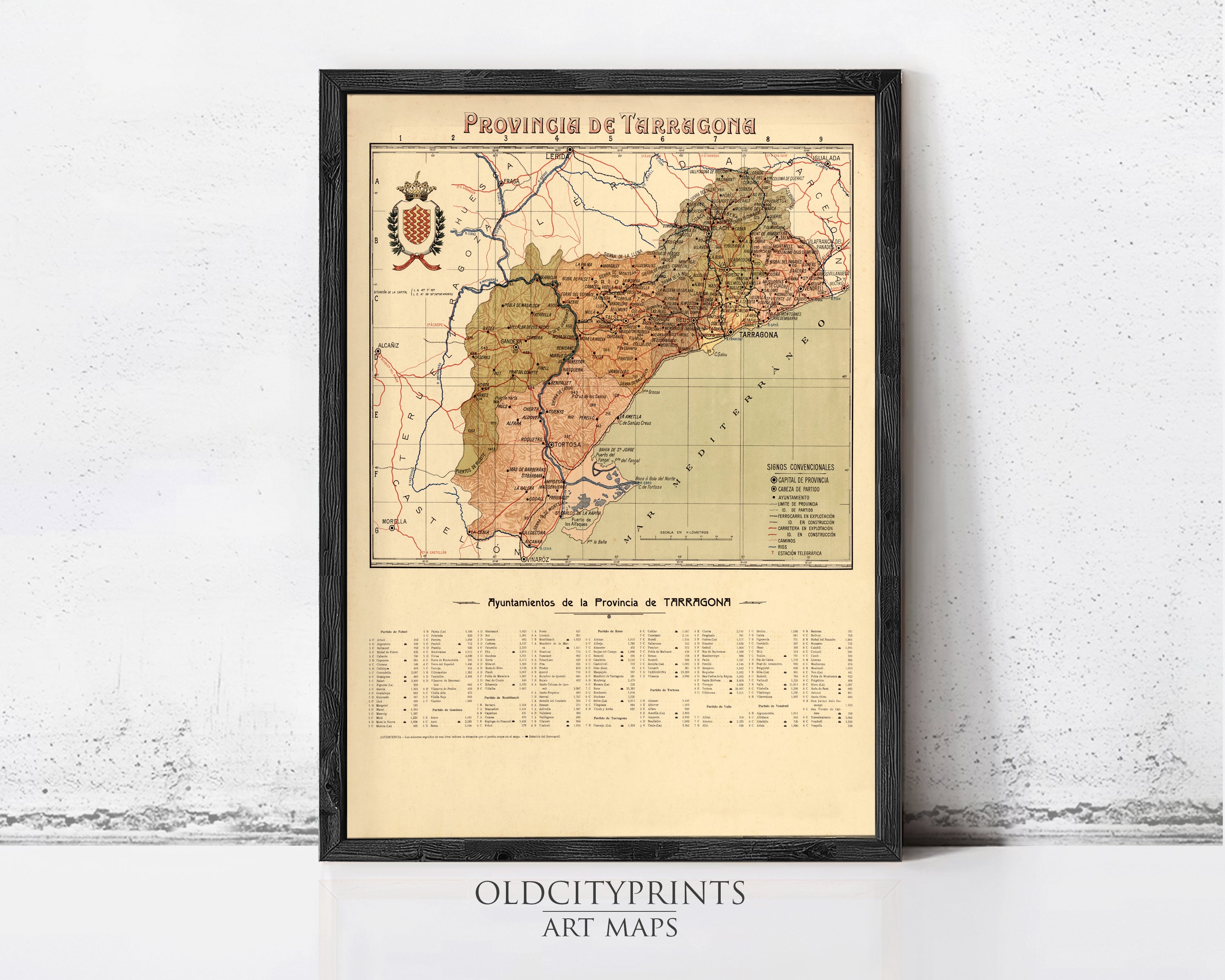 The image is a framed vintage map of the Provincia de Tarapango, showing the borders and geographical features of the region.