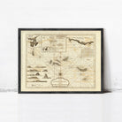 The image is a framed historical map of the Caribbean region, depicting various islands and coastlines.
