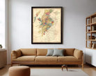 The image is a framed historical map of Scotland, depicting the country's geographical layout and boundaries.