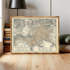 The image is a framed vintage map of the city of Naples, Italy.