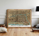The image is a framed map of the business district of Chicago, Illinois, USA.