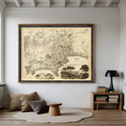 The image is a framed vintage map of Naples, Italy, depicting the city's layout and surrounding areas.