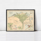 The image is a framed vintage map of Egypt, depicting the country's geographical layout and surrounding areas.