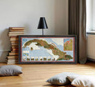 The image is a framed map of the Caribbean region, depicting various islands and coastal areas.