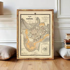 The image is a framed map of the city of Pamplona, Spain, depicting the layout and surrounding areas.