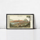 The image is a framed historical map of Florence, Italy, depicting the city's layout and surrounding landscape.