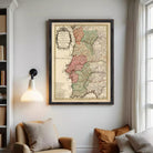 The image is a framed antique map of Portugal, showing the different regions and their geographical features.