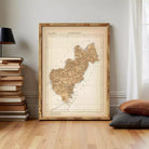The image is a framed map of the Quertyado region, which is a region in Spain.