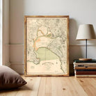 The image is a framed map of Melbourne, Australia, depicting the city's general plan.