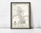 The image is a framed vintage map of Khakau, a city in the Czech Republic.
