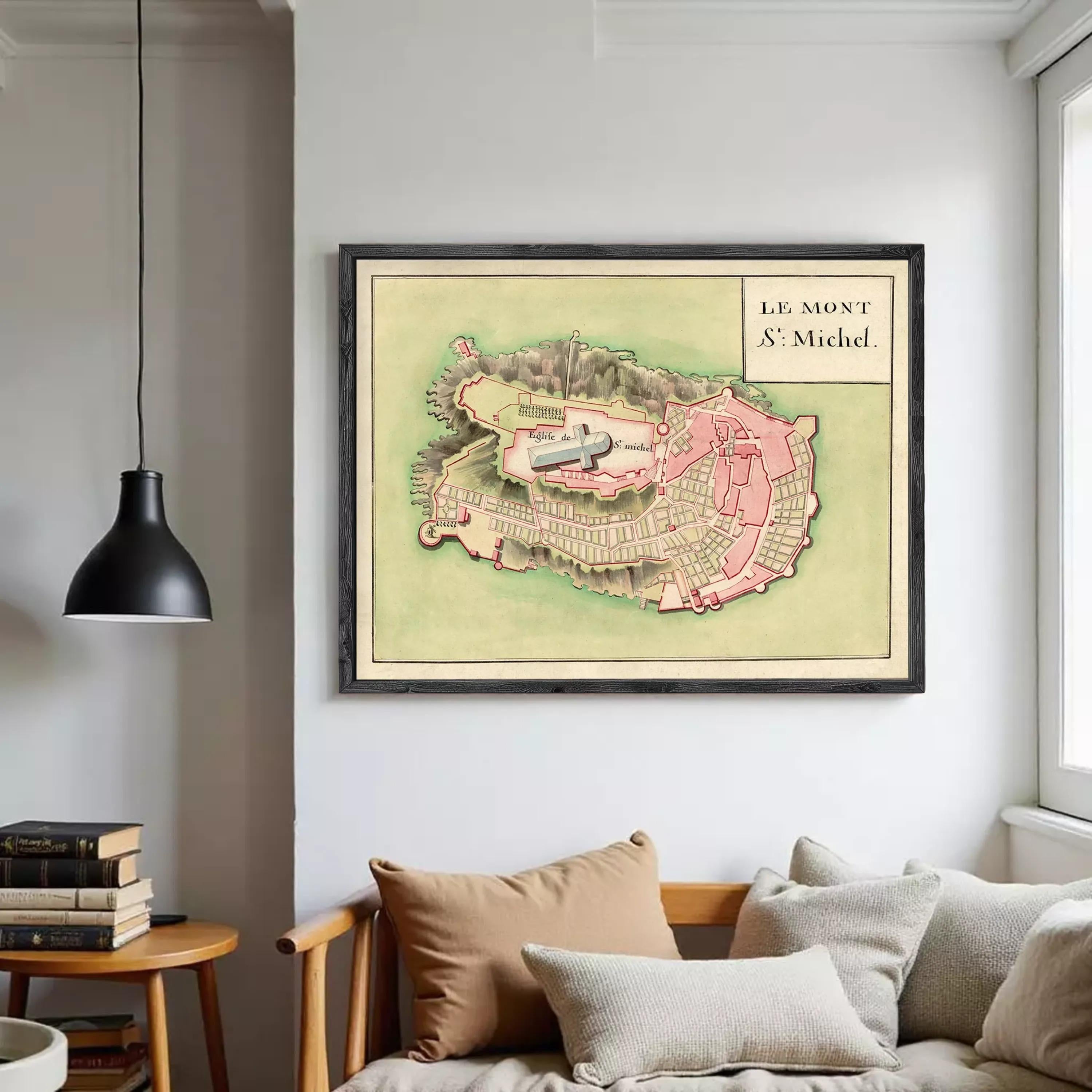 The image is a framed map of the island of Saint Michel, located in the Mediterranean Sea.