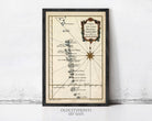 The image is a framed vintage map of the Maldives, depicting various islands and coastlines.