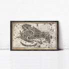 The image is a framed print depicting a detailed map of Venice, Italy.