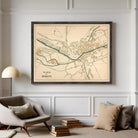The image is a framed map of the town ofBURGOS, depicting the layout and surrounding areas.