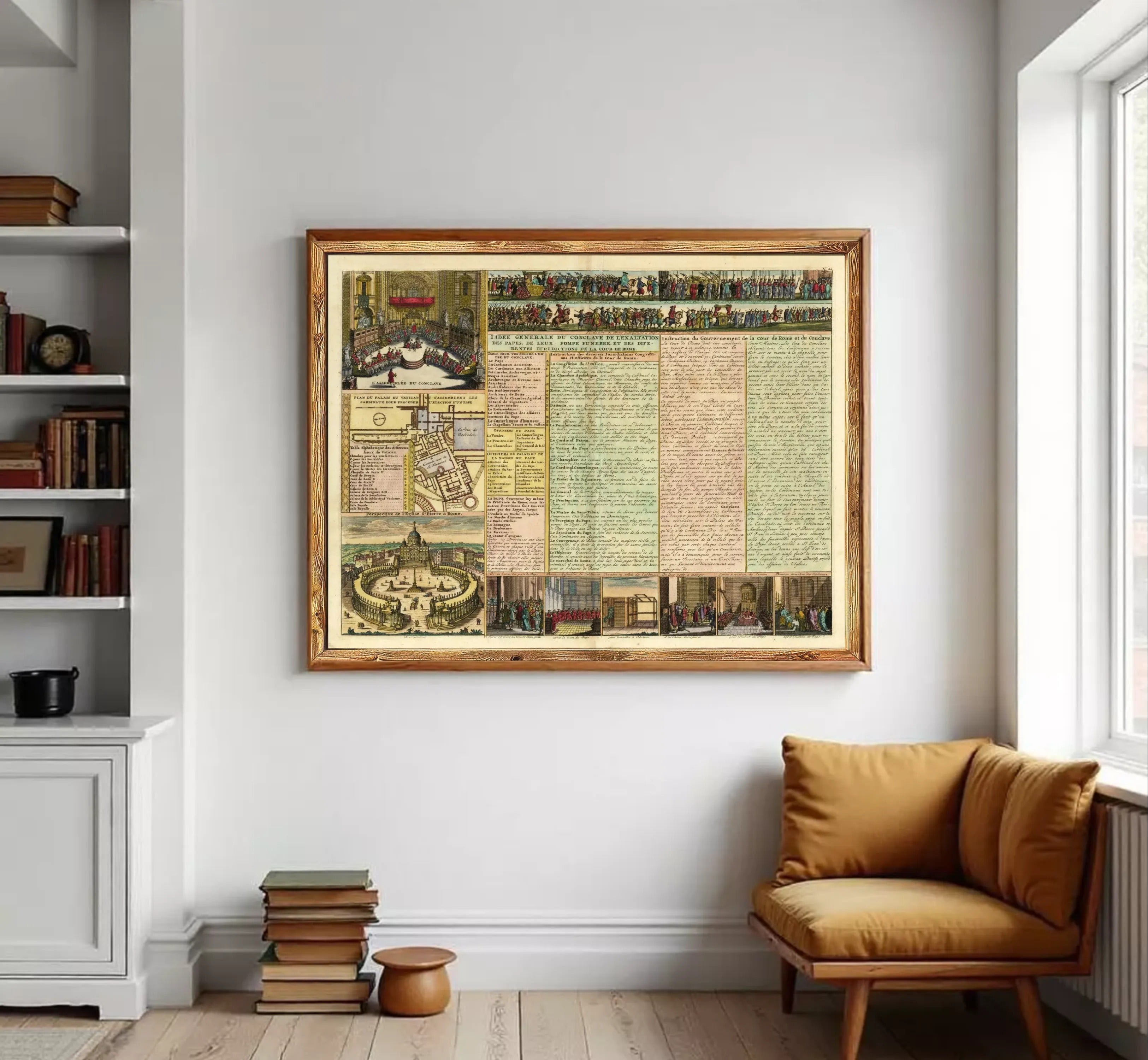 The image is a framed collage of various images, including a map, a list of people, and a series of photographs.