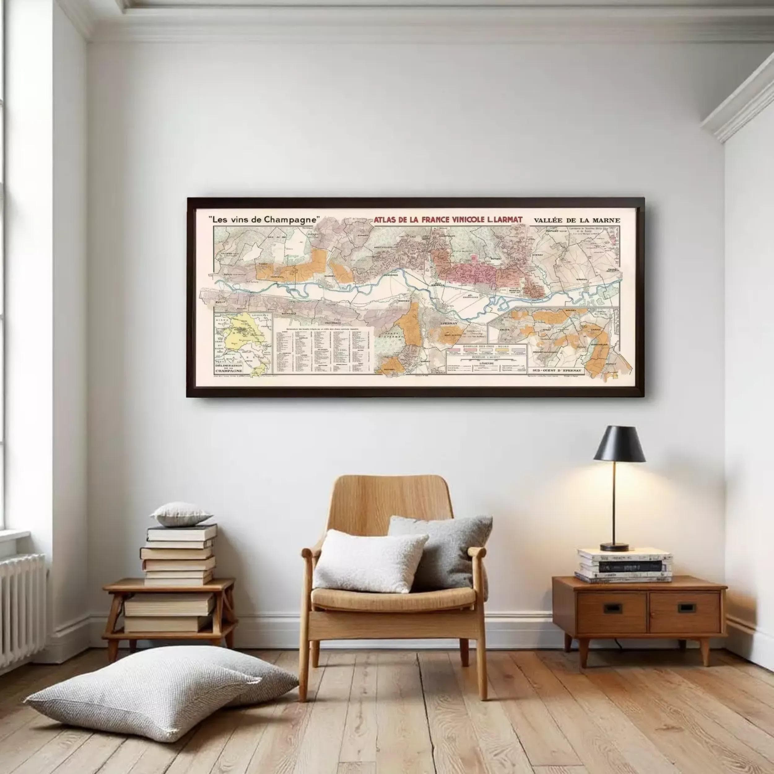 The image is a framed vintage map of France, depicting the country's geographical layout and various regions.