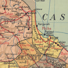 The image is a vintage map showing the borders and locations of various regions and cities, including Cas, Karganeh, and Tafatech.