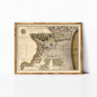 The image is a framed antique map of Philadelphia, Pennsylvania, depicting the city's layout and surrounding areas.