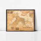 The image is a framed antique map of the city of Portsmouth, Massachusetts, dating back to the early 19th century.