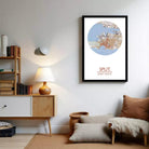 The image is a framed map of Split, Croatia, with a blue and orange color scheme.