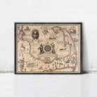 The image is a framed vintage map of the Cape Cod region, featuring various landmarks and geographical features.
